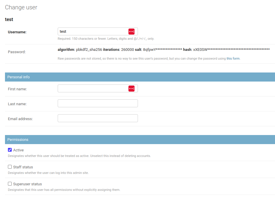 Screenshot du formulaire de modification d'utilisateur